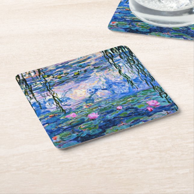 Vatten Lilies, 1919, av Monet Underlägg Papper Kvadrat (Vinklad)