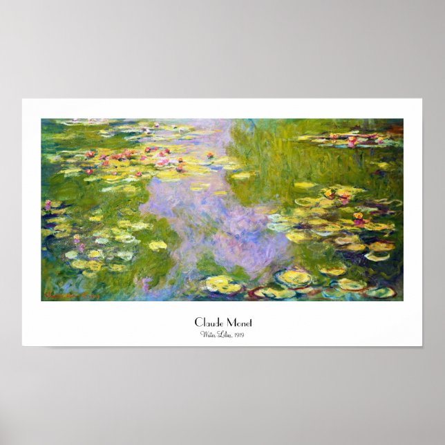 Vatten Lilies, 1919 Claude Monet Poster (Framsidan)