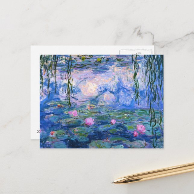 Vatten Lilies 1 Vykort (Fram/Back In Situ)