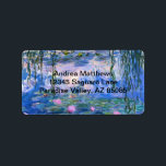 Vatten Lilies Adressetikett<br><div class="desc">Vatten Lilies är en serie på över 200 oljemålningar av Fransk Impressionist Claude Monet. Den här målningen,  som avslutades 1919,  har blå och rosa nyanser.</div>