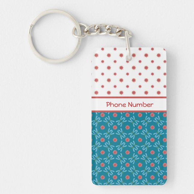 Vatten Lilies and Dragonflies, Anpassningsbar Keyc Nyckelring (Framsidan)