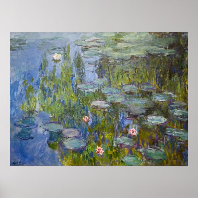 Vatten Lilies av Claude Monet Classic Impressionis Poster (Framsidan)