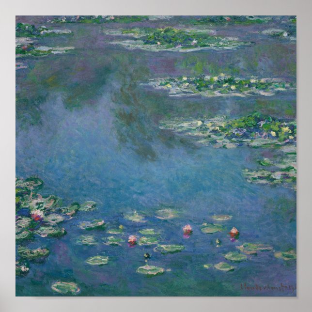 Vatten Lilies av Claude Monet Fine Art Poster Skri (Framsidan)