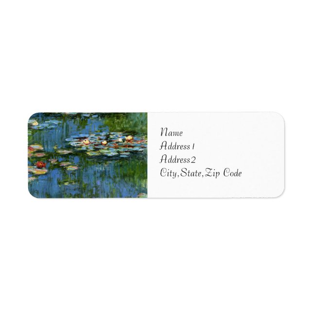 Vatten Lilies av Monet Returadress Etikett (Framsidan)