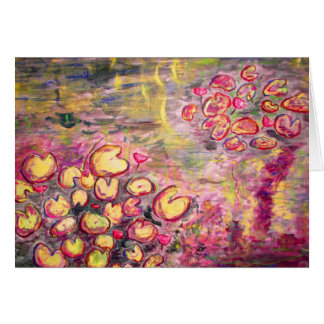 vatten lilies blomning hälsningskort