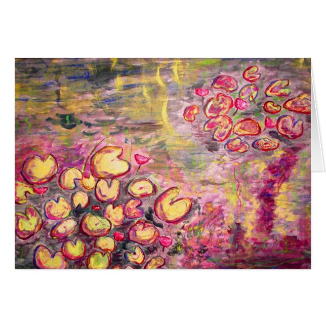 vatten lilies blomning hälsningskort (Framsidan Horizontal)