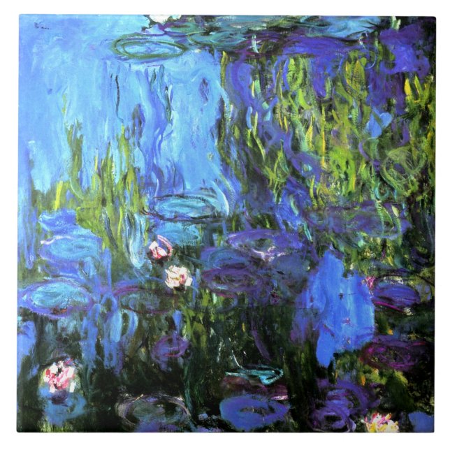 Vatten Lilies, Blue Indigo, bra Art. Kakelplatta (Framsidan)