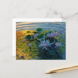 Vatten Lilies Blue & Lila by Claude Monet, Sunset Vykort