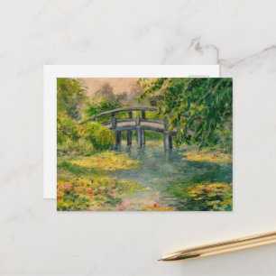Vatten Lilies by Claude Monet, Bridge, Sunset Vykort