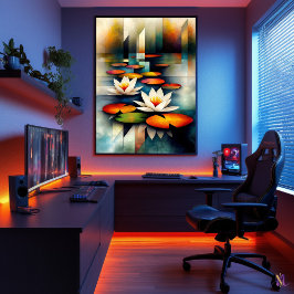 Vatten Lilies - den kubistiska minimalistiska visi Poster