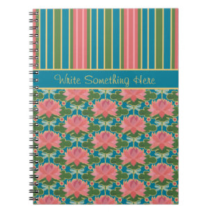 Vatten Lilies, Dragonflies, Rand Spiral bärbar dat Anteckningsbok Med Spiral