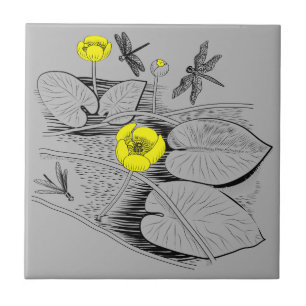 Vatten lilies engring kakelplatta