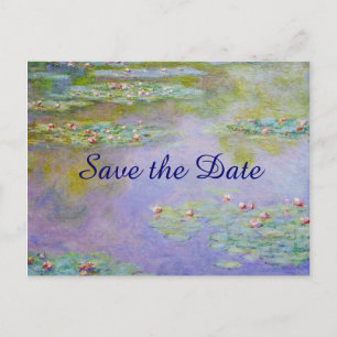 Vatten Lilies Flower Painting Spara datum Bröllop Meddelande Vykort