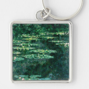 VATTEN LILIES IN GRÖNT POND by Claude Monet Keycha Fyrkantig Silverfärgad Nyckelring