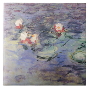 VATTEN LILIES IN ROSA BLUE POND by Claude Monet Kakelplatta
