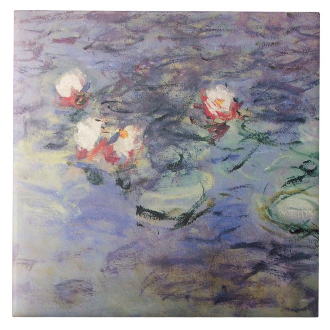 VATTEN LILIES IN ROSA BLUE POND by Claude Monet Kakelplatta (Framsidan)