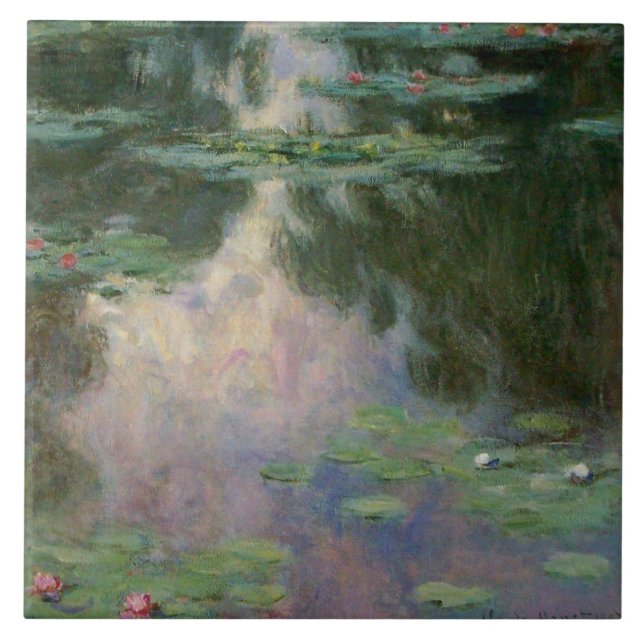 VATTEN LILIES IN ROSA GRÖNT POND by Claude Monet Kakelplatta (Framsidan)