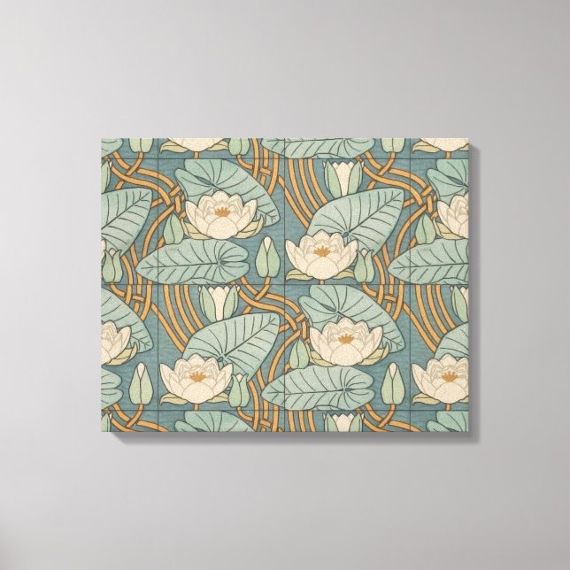 Vatten Lilies Lily Art nouveau Nature Canvastryck (Framsida)