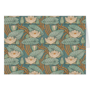 Vatten Lilies Lily Art nouveau Nature Hälsningskort