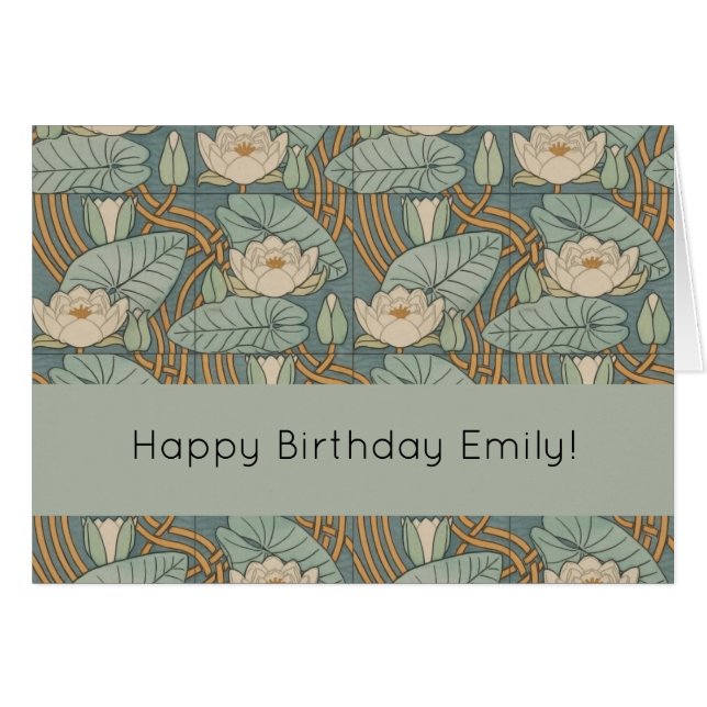 Vatten Lilies Lily Art nouveau Nature Hälsningskort (Framsidan Horizontal)