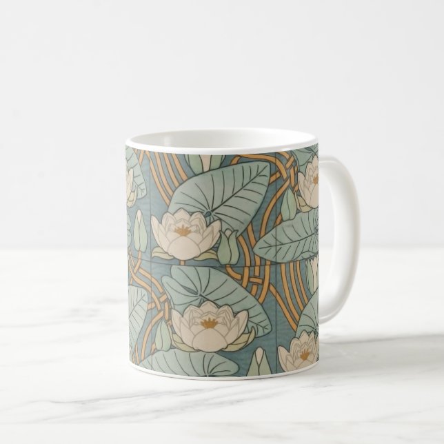Vatten Lilies Lily Art nouveau Nature Kaffemugg (Framsida höger)