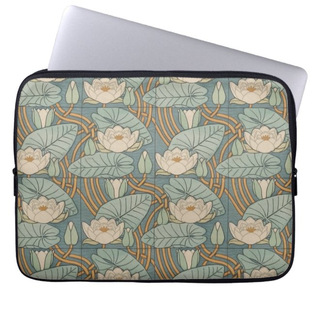 Vatten Lilies Lily Art nouveau Nature Laptop Fodral (Framsidan)