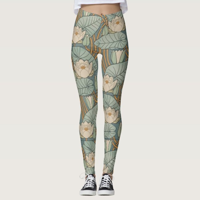 Vatten Lilies Lily Art nouveau Nature Leggings (Framsida)