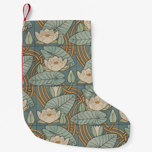 Vatten Lilies Lily Art nouveau Nature Liten Julstrumpa (Framsidan)