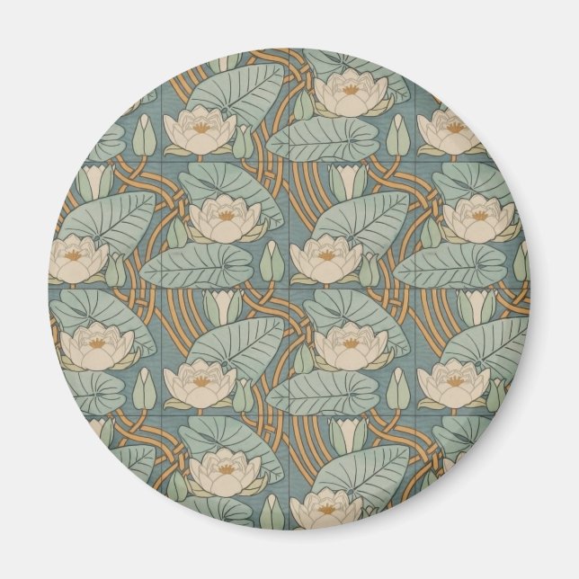 Vatten Lilies Lily Art nouveau Nature Magnet (Framsidan)