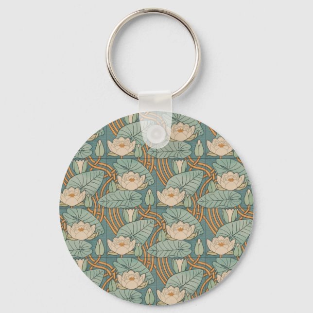 Vatten Lilies Lily Art nouveau Nature Nyckelring (Framsida)