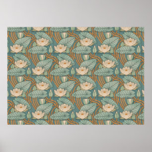 Vatten Lilies Lily Art nouveau Nature Poster