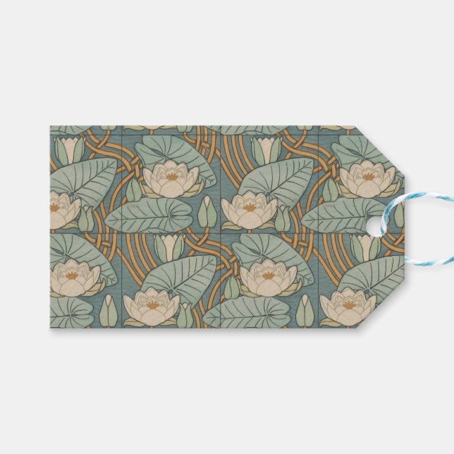 Vatten Lilies Lily Art nouveau Nature Presentetikett (Framsidan (Horisontell))
