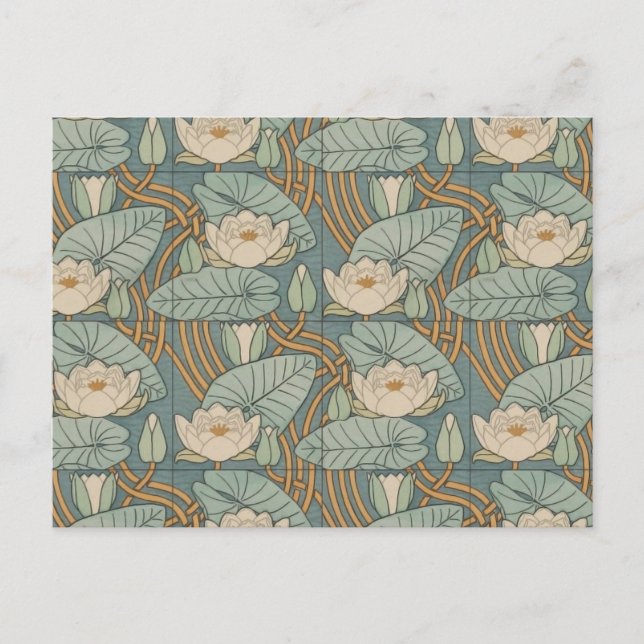 Vatten Lilies Lily Art nouveau Nature Vykort (Framsida)