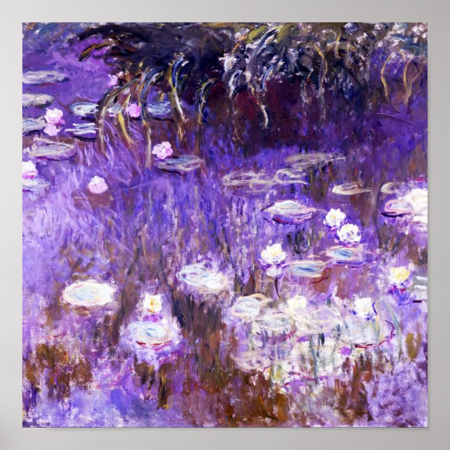 Vatten Lilies-målning av Claude Monet Poster (Framsidan)