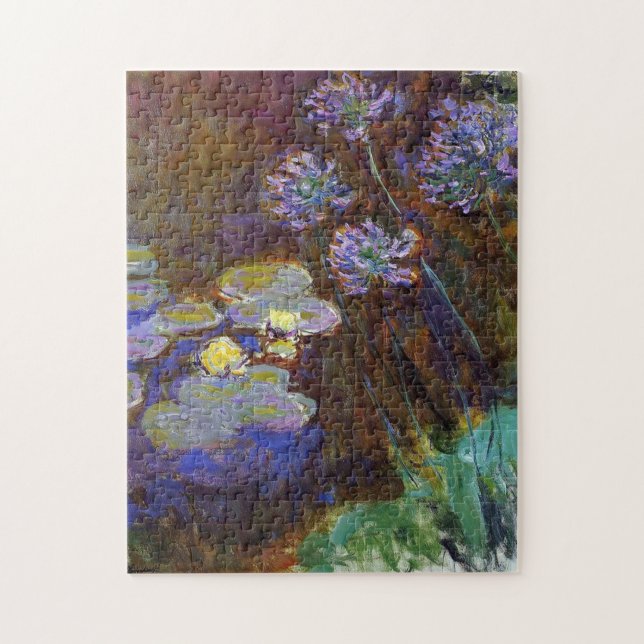 Vatten Lilies och Agapanthus Monet Fine Art Pussel (Vertikal)
