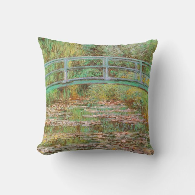 Vatten Lilies och japansk Bridge Monet Fine Art Kudde (Framsida)