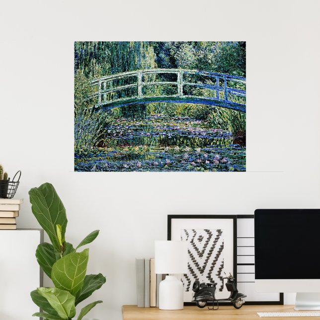Vatten Lilies och japanska bron Poster (Hemmakontoret)