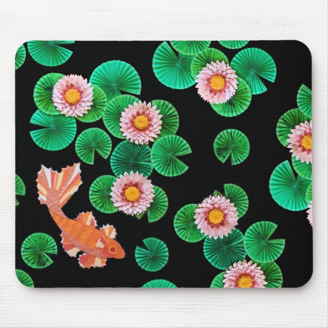 Vatten Lilies och Koi Fish Mousepad Musmatta (Framsidan)