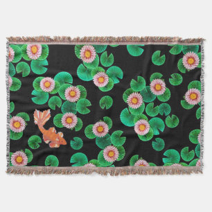 Vatten Lilies och Koi Fish Throw Blanket Mysfilt