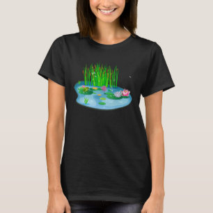 vatten lilies Pond med Frog på glidburkar D T Shirt