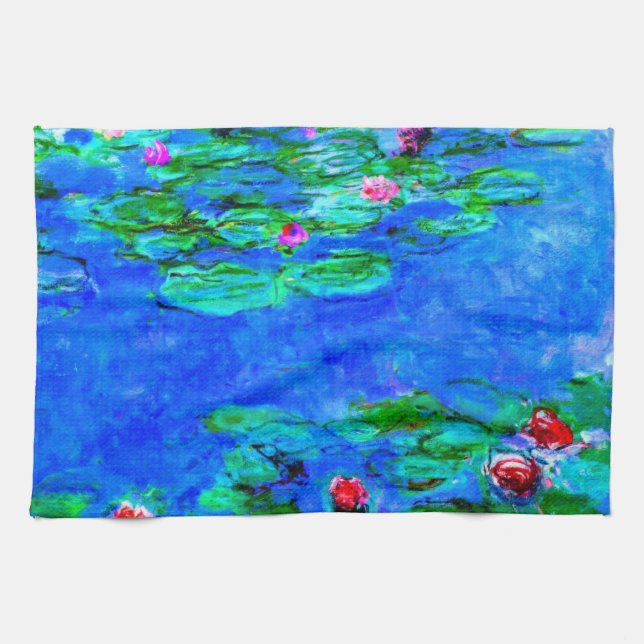 Vatten Lilies, Red, av Oscar-Claude Monet Kökshandduk (Horisontell)