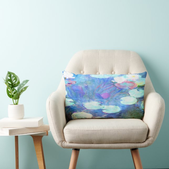 Vatten Lilies, Rosa, målning av Claude Monet Lumbarkudde (Stol)