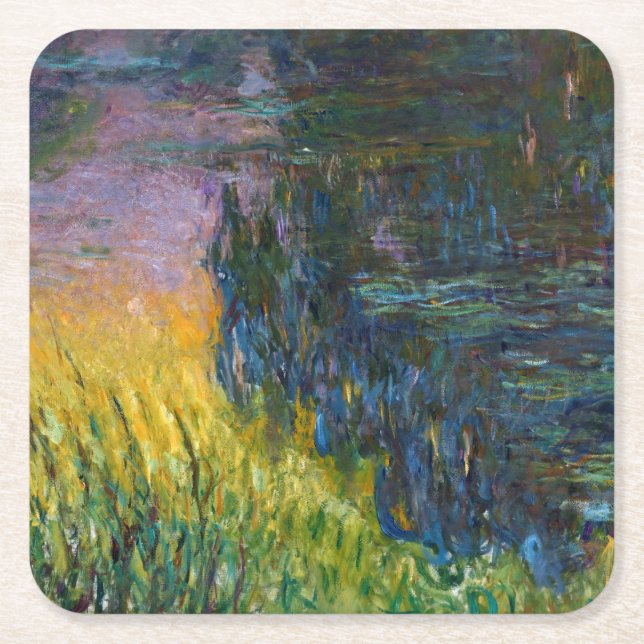 Vatten Lilies - Setting Sol, Claude Monet, 1916 Underlägg Papper Kvadrat (Framsidan)