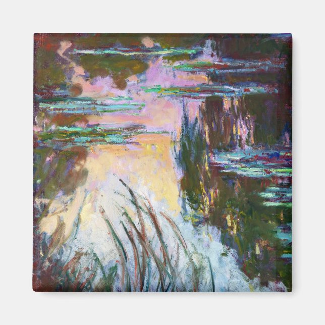 Vatten Lilies, tillställning av Sol Claude Monet Magnet (Framsidan)