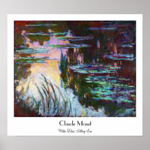 Vatten Lilies, tillställning av Sol Claude Monet Poster