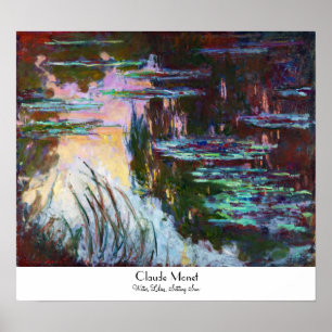 Vatten Lilies, tillställning av Sol Claude Monet Poster