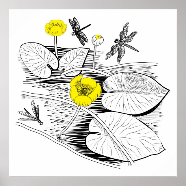 Vatten-liljegravering Poster (Framsidan)