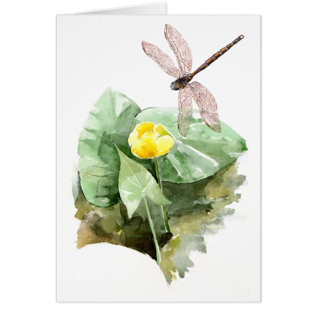 vatten-liljets vattenfärg hälsningskort (Framsidan)