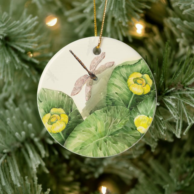 vatten-liljets vattenfärg julgransprydnad keramik (Träd)