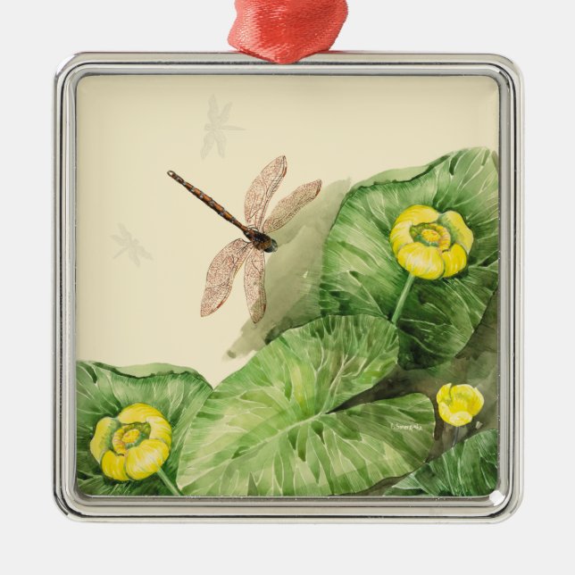 vatten-liljets vattenfärg julgransprydnad metall (Framsidan)